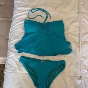 NWOT Juicy Couture turquoise halter tankini